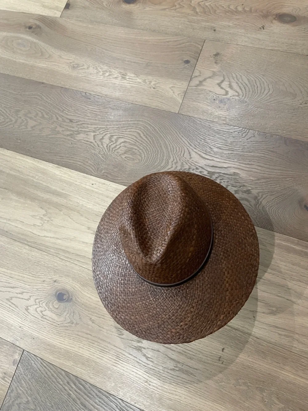 Janessa Leone Dora Raffia Straw Fedora Hat Brown